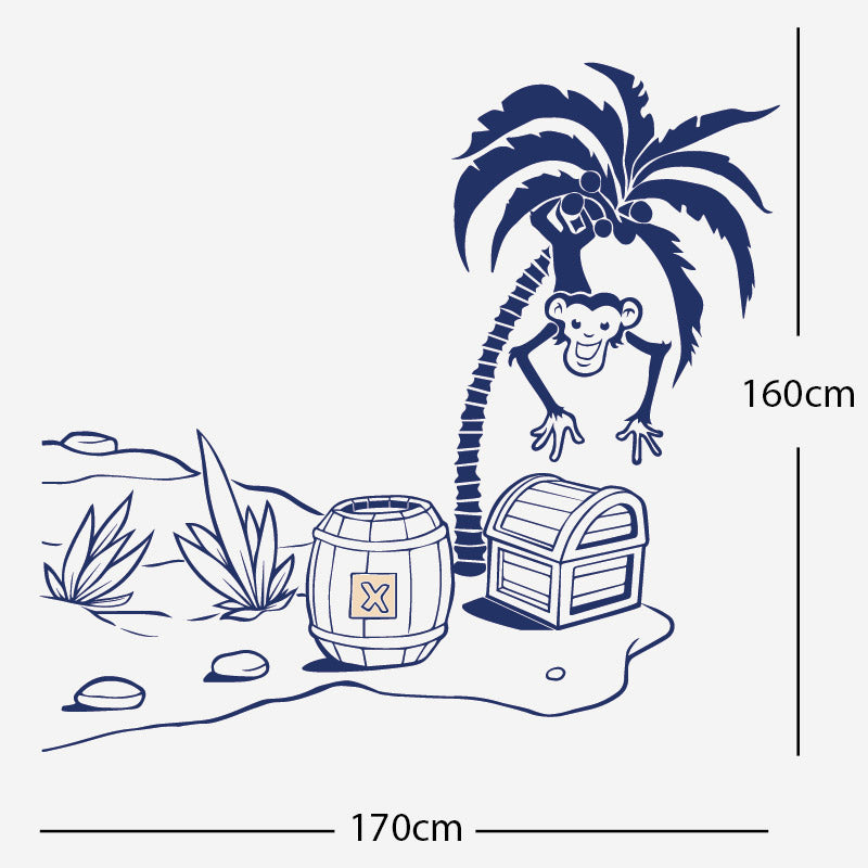 monkey in tree with treasure wall sticker