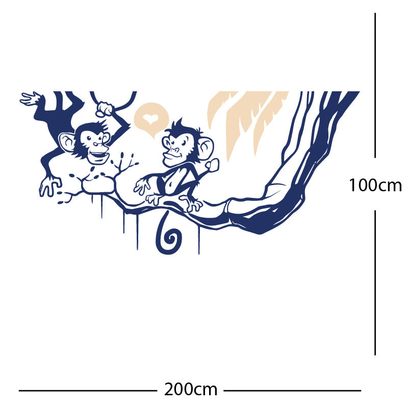 monkey in tree funny wall sticker