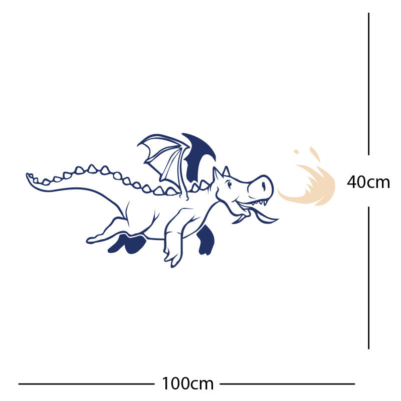 dragon with flames wall sticker