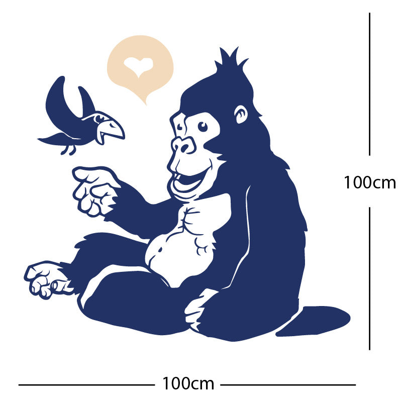 gorilla with bird cute wall sticker