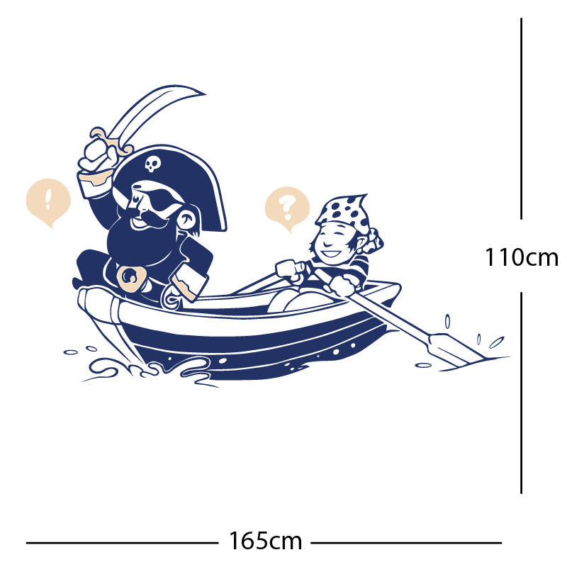 pirate boat and cabin boy wall sticker