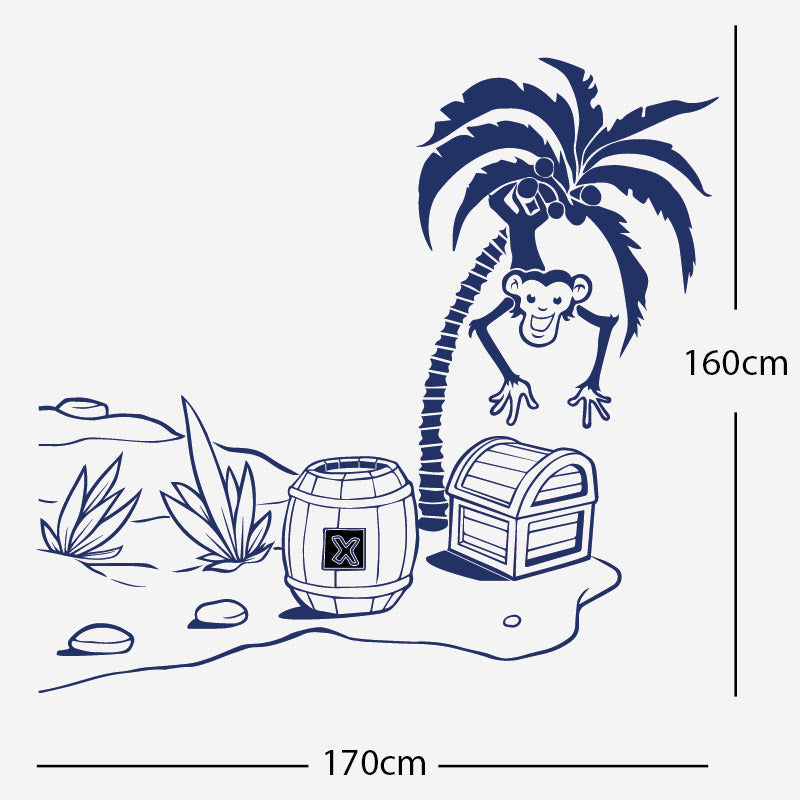 monkey in tree with treasure wall sticker