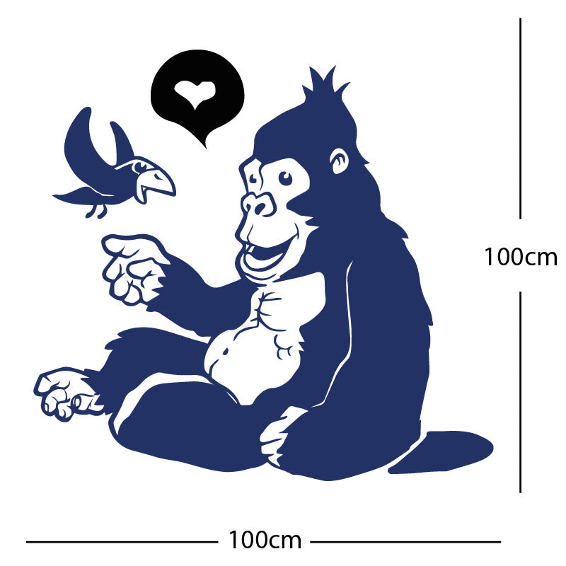 gorilla with bird cute wall sticker