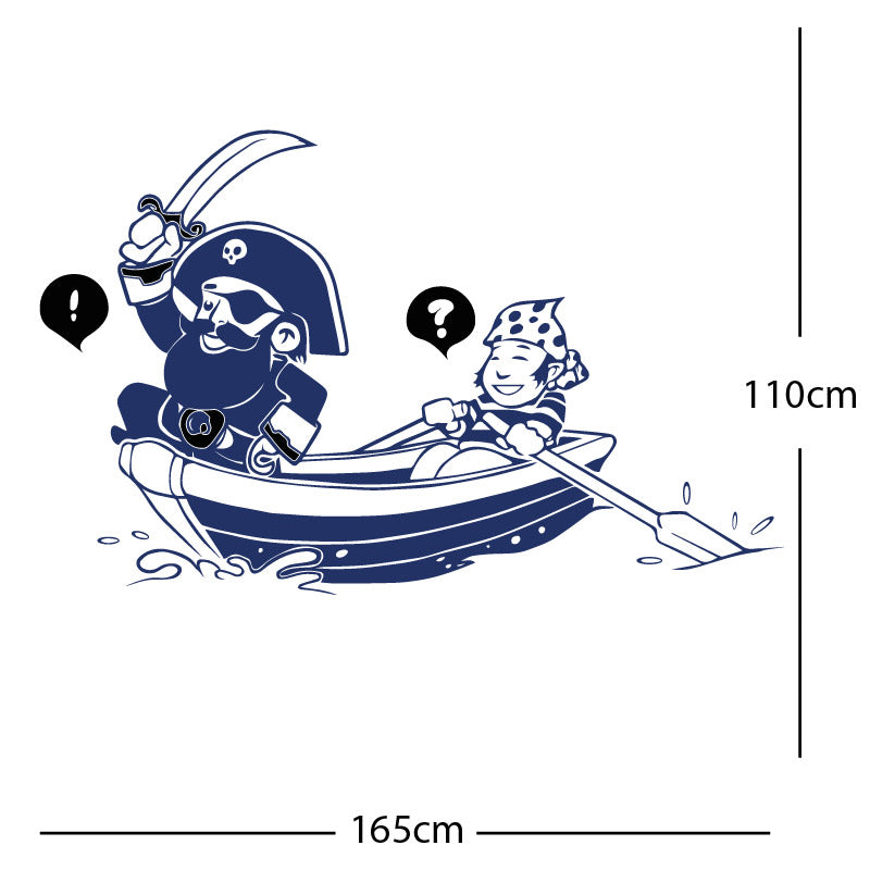 pirate boat and cabin boy wall sticker