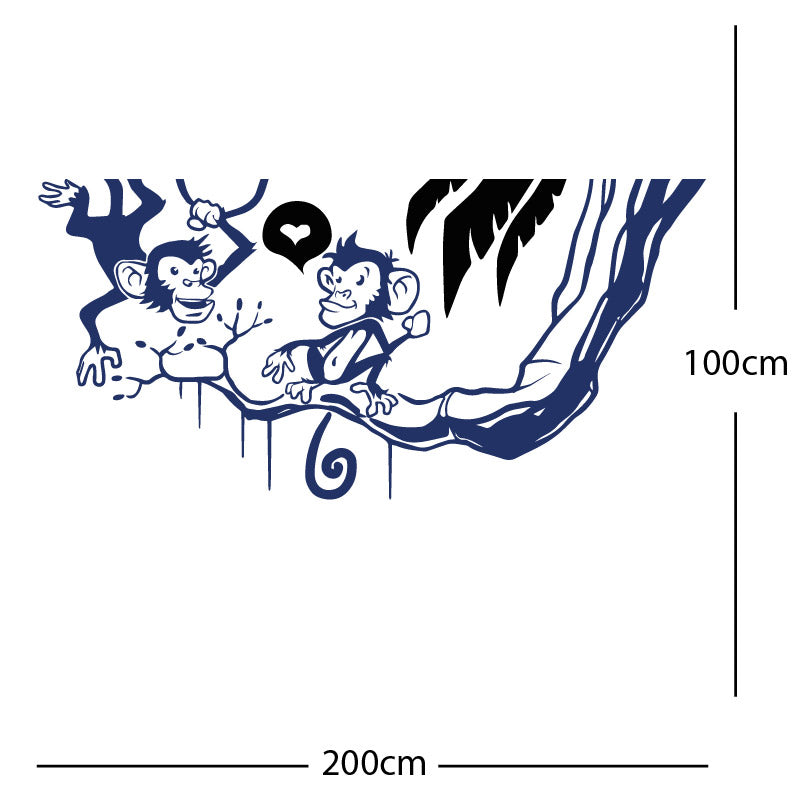 monkey in tree funny wall sticker