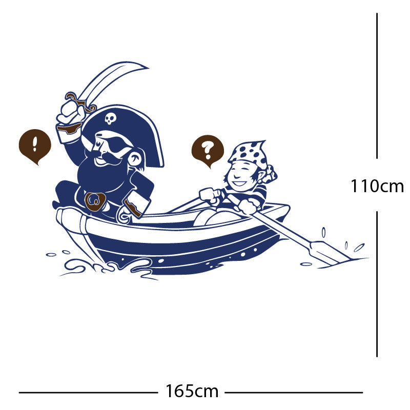 pirate boat and cabin boy wall sticker