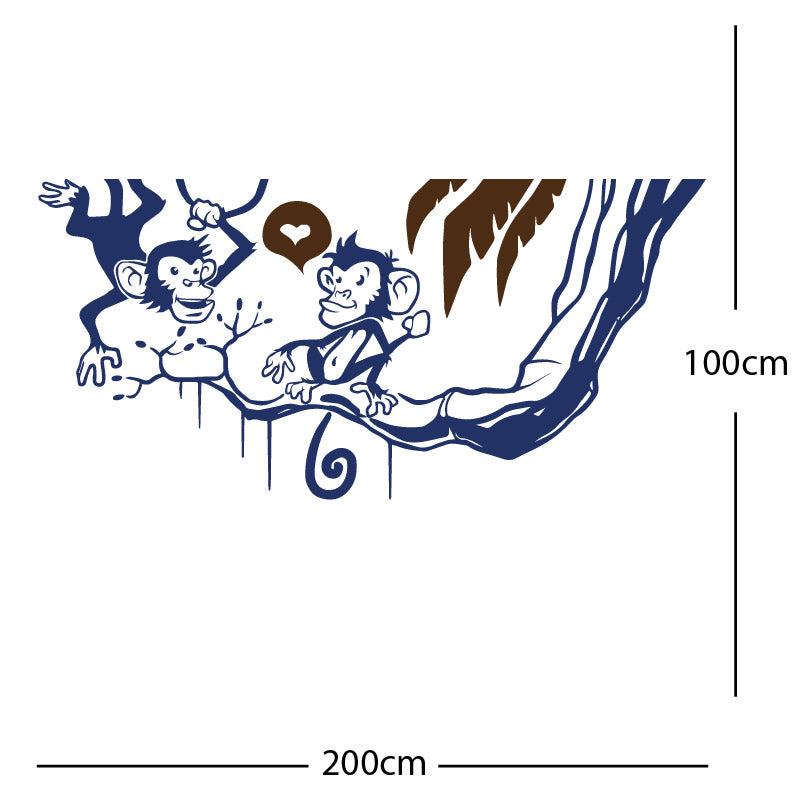 monkey in tree funny wall sticker