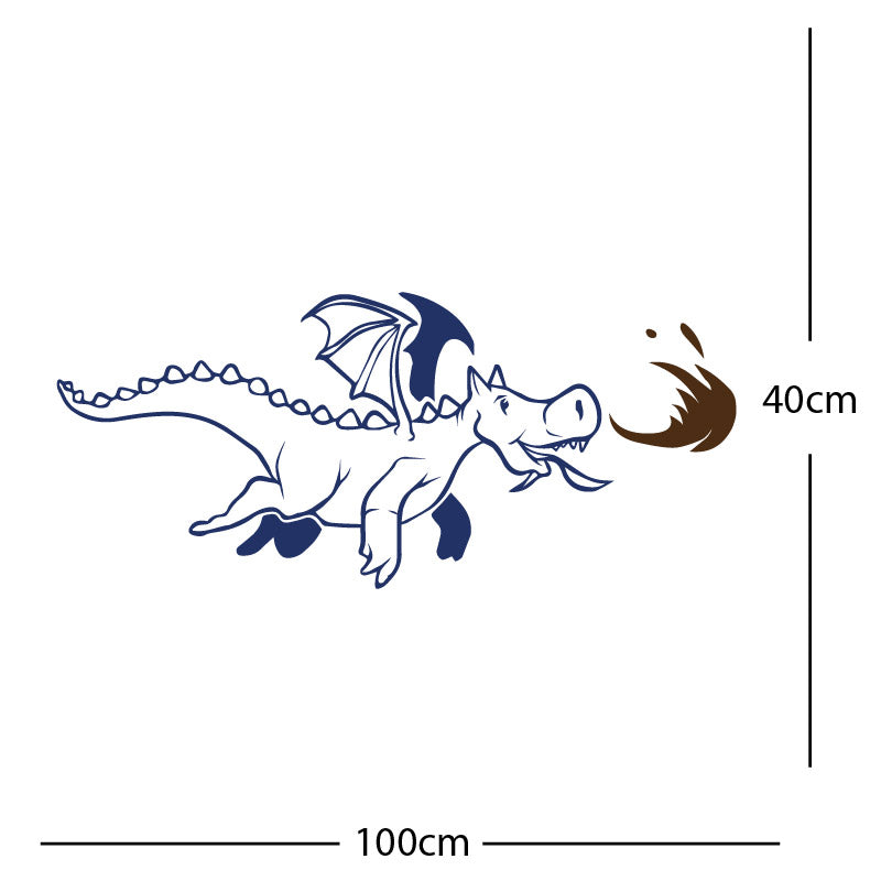 dragon with flames wall sticker
