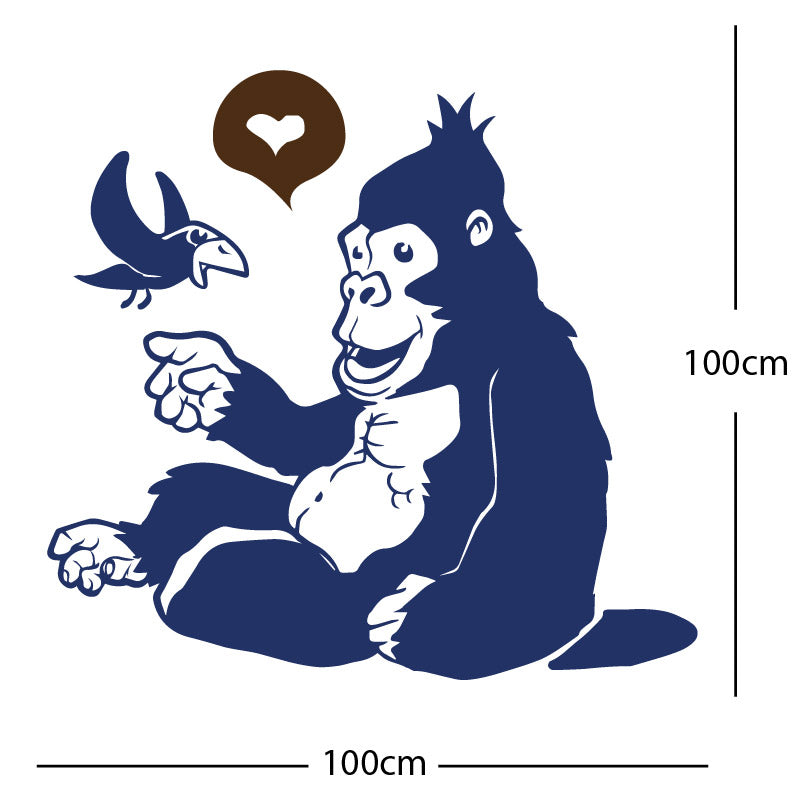 gorilla with bird cute wall sticker