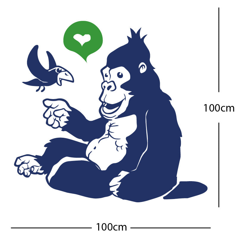 gorilla with bird cute wall sticker