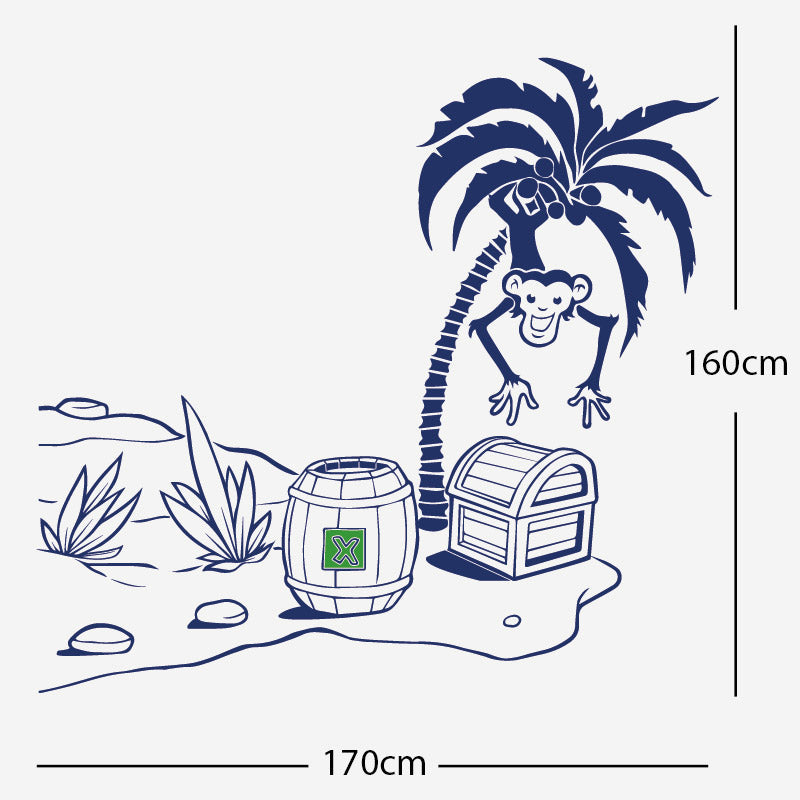 monkey in tree with treasure wall sticker