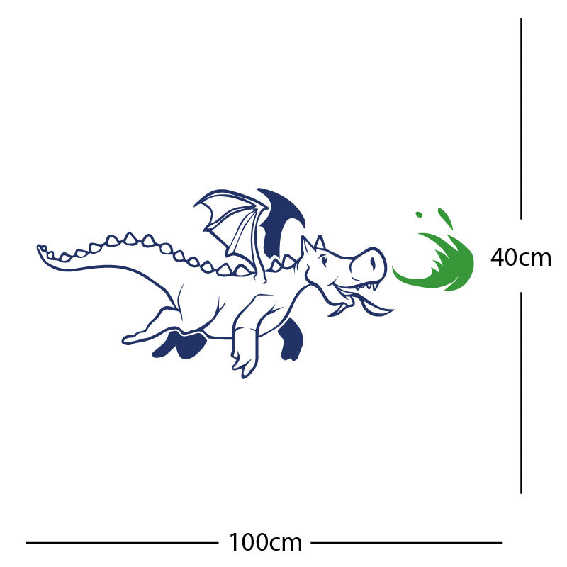 dragon with flames wall sticker