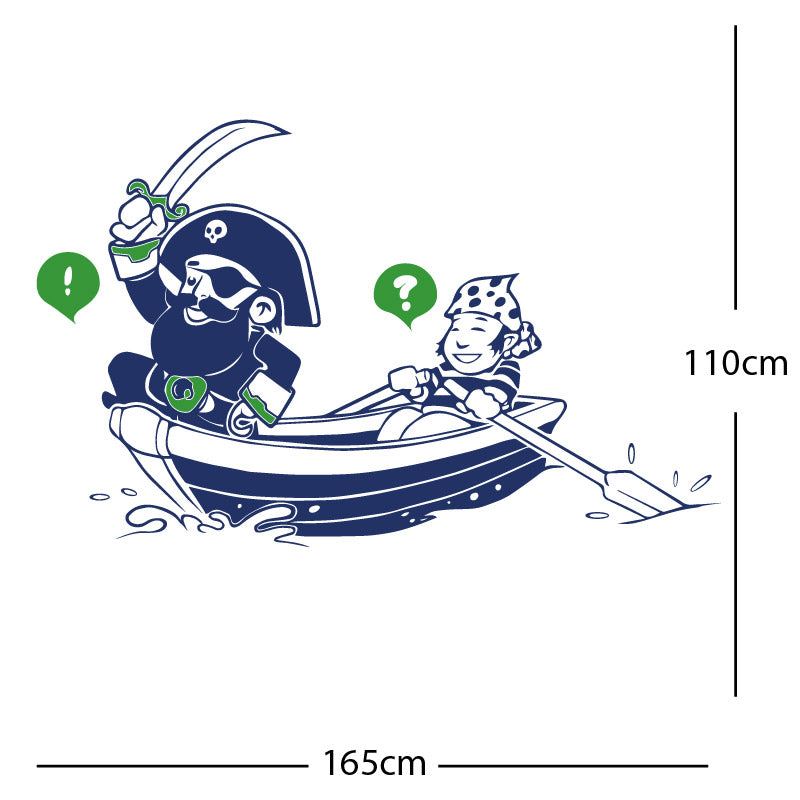 pirate boat and cabin boy wall sticker