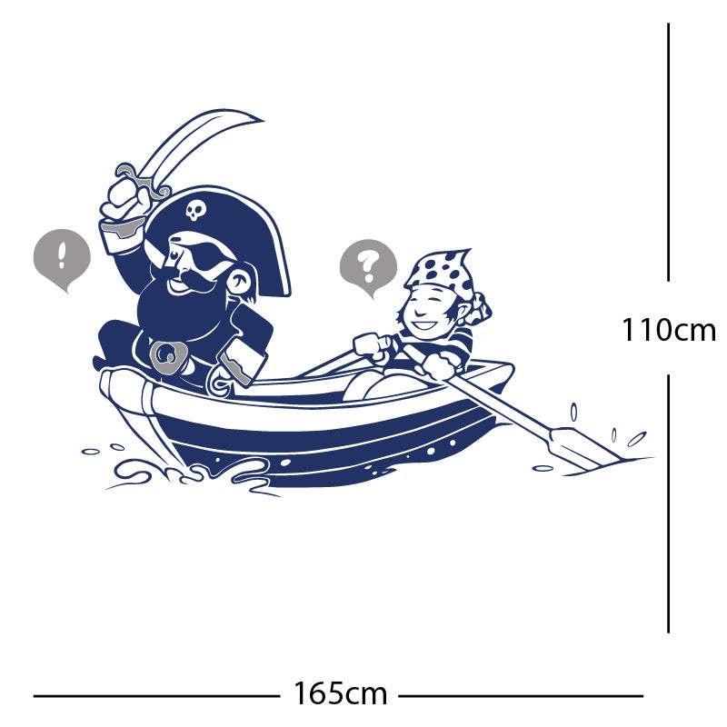 pirate boat and cabin boy wall sticker