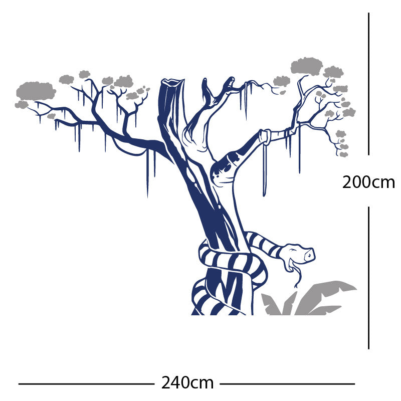 large tree with snake wall sticker