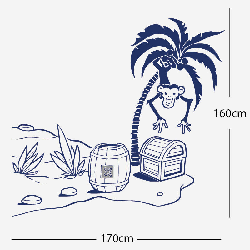 monkey in tree with treasure wall sticker