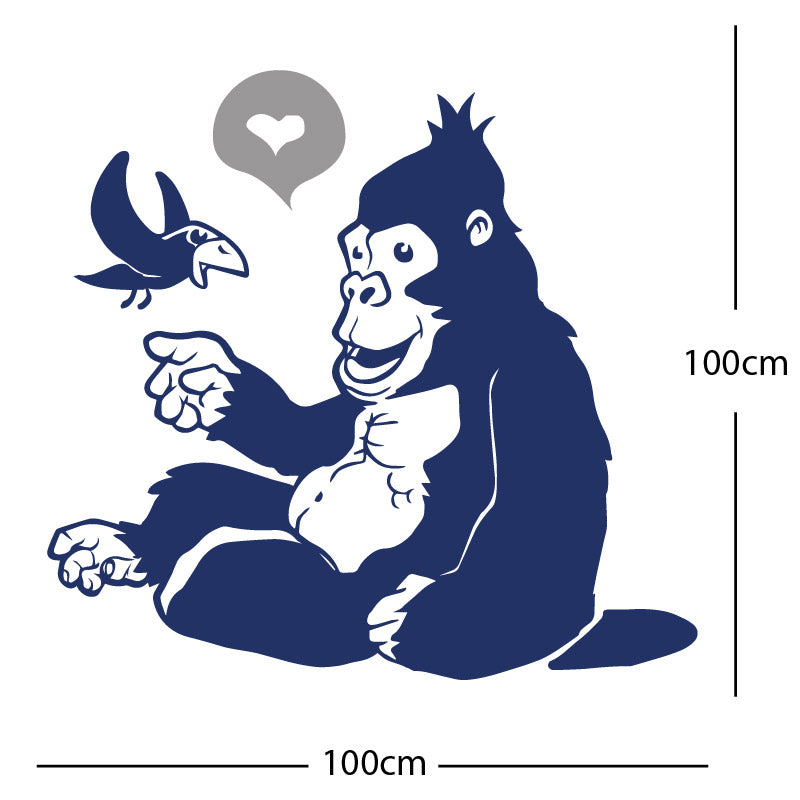 gorilla with bird cute wall sticker