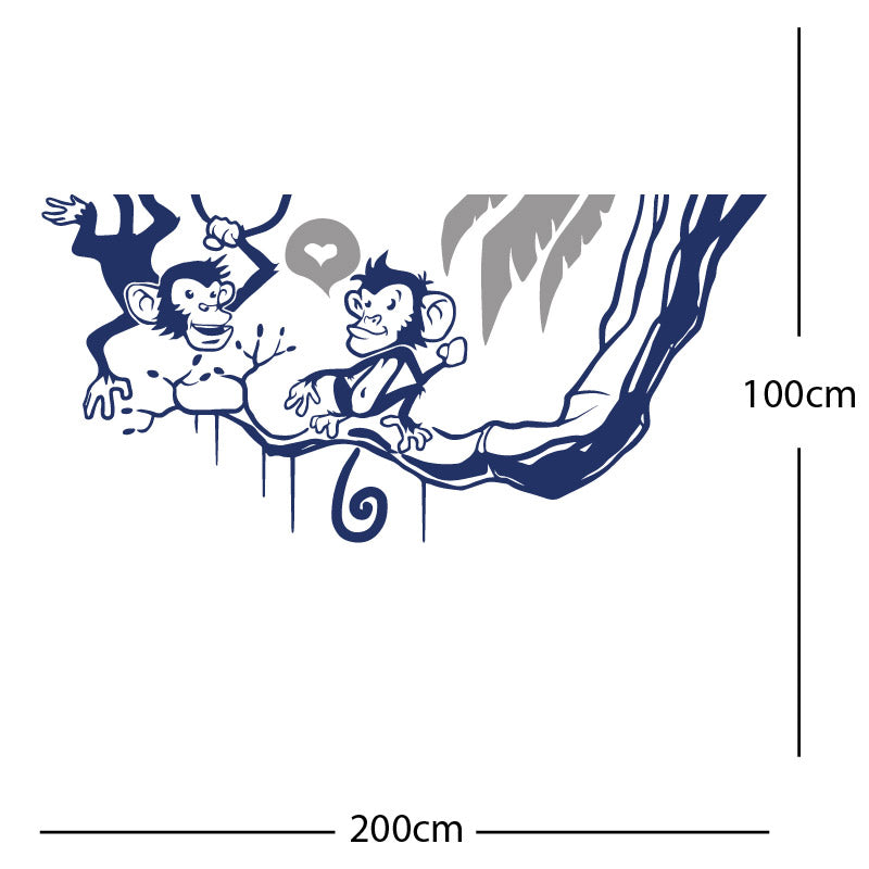 monkey in tree funny wall sticker