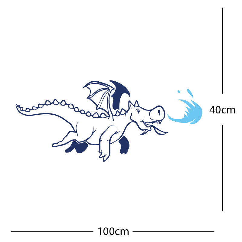 dragon with flames wall sticker