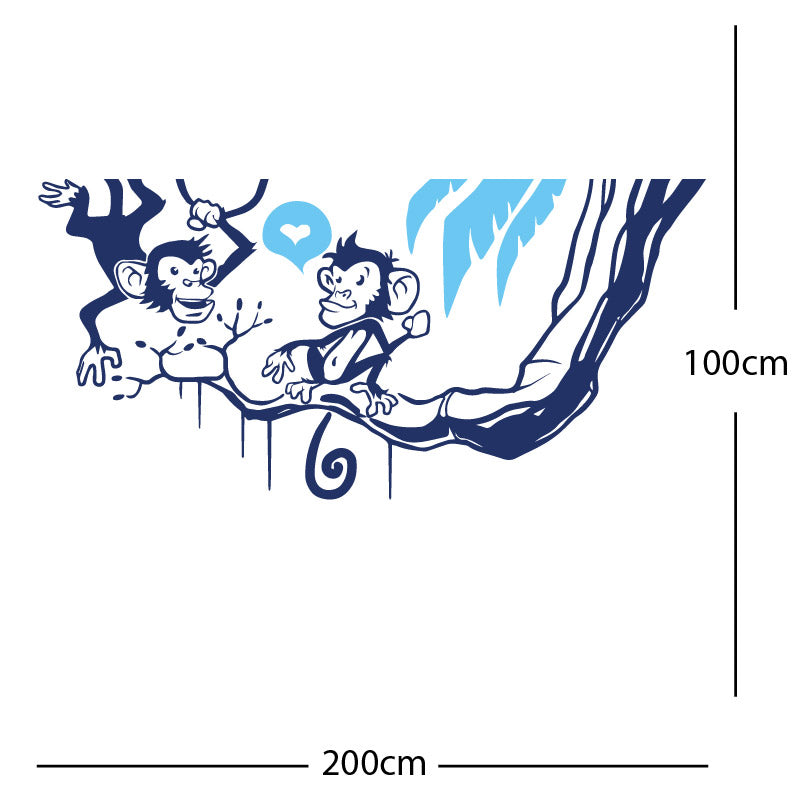 monkey in tree funny wall sticker