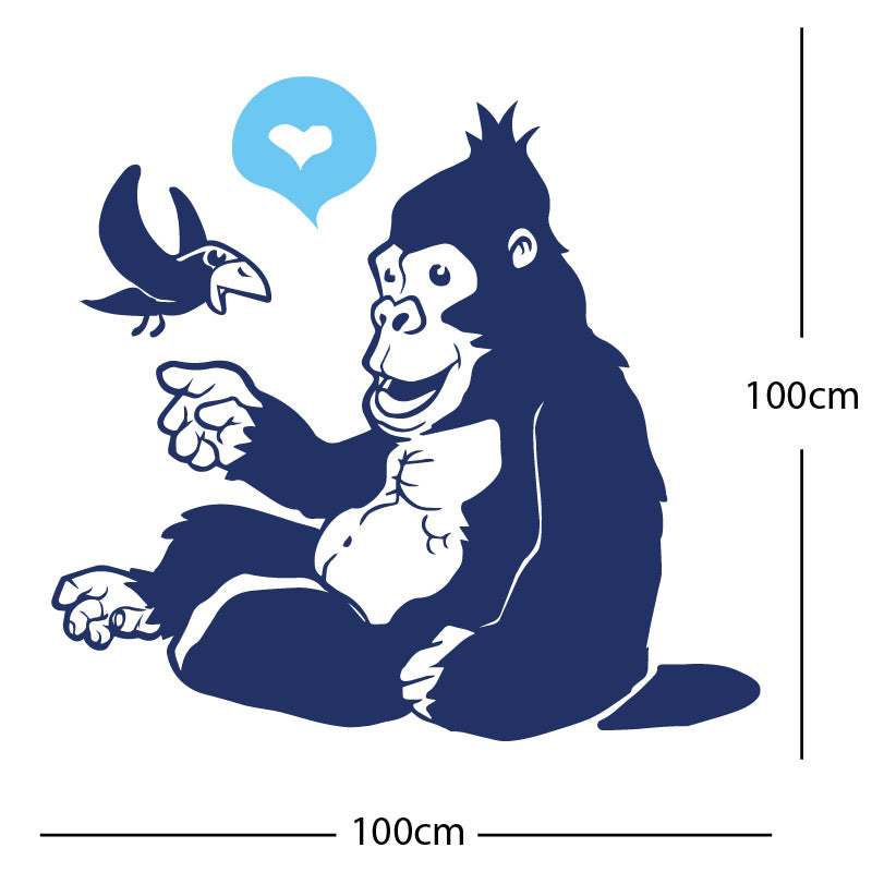 gorilla with bird cute wall sticker