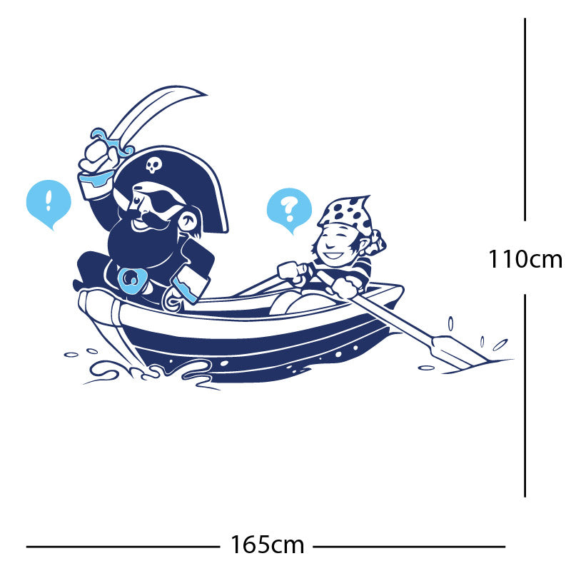 pirate boat and cabin boy wall sticker