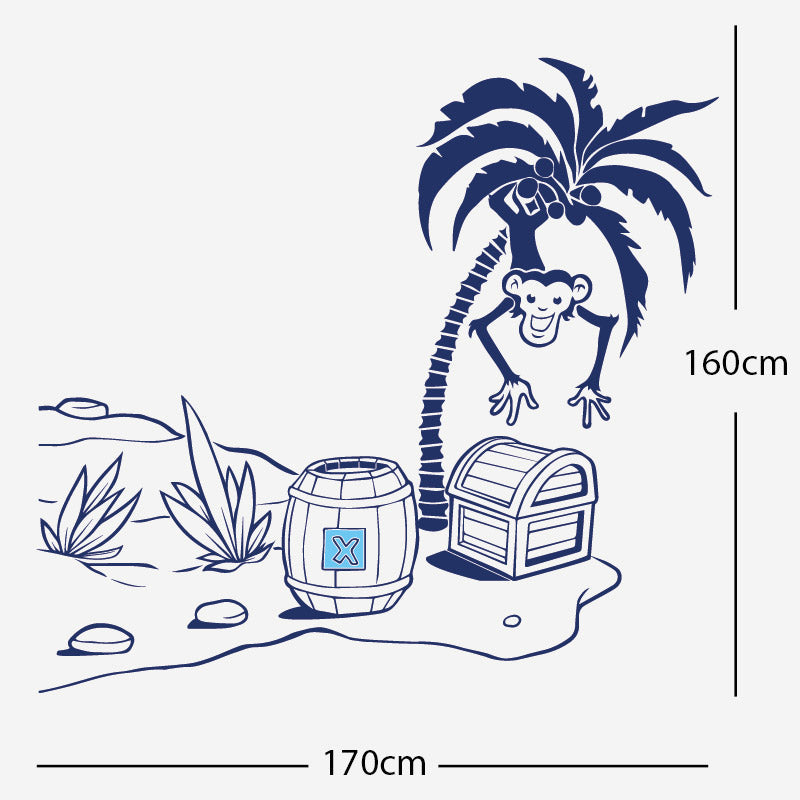 monkey in tree with treasure wall sticker