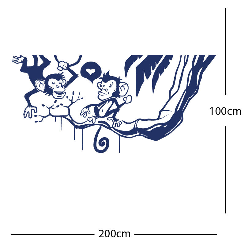 monkey in tree funny wall sticker