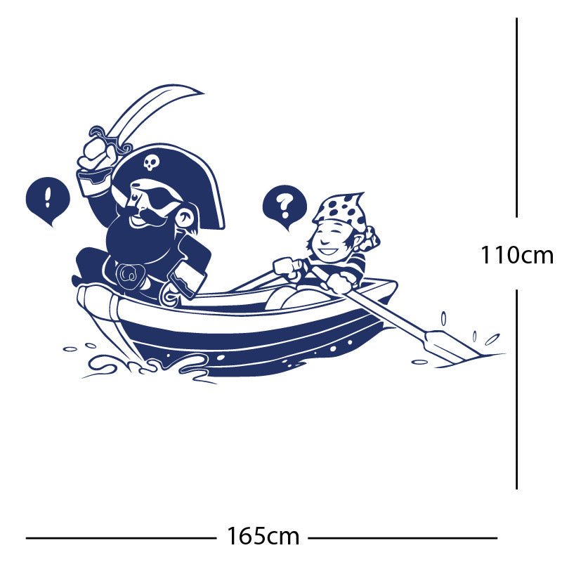 pirate boat and cabin boy wall sticker