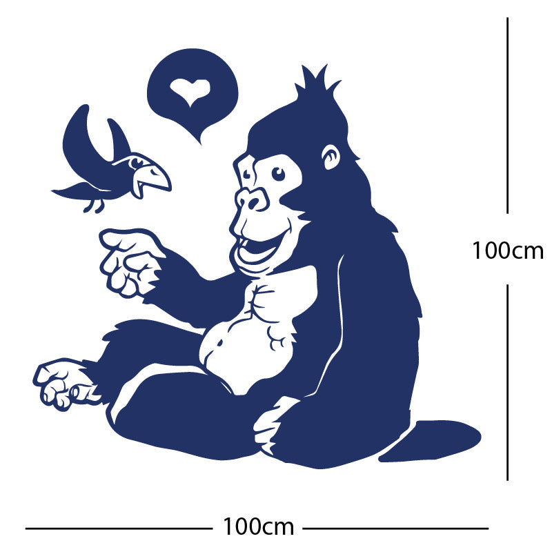 gorilla with bird cute wall sticker