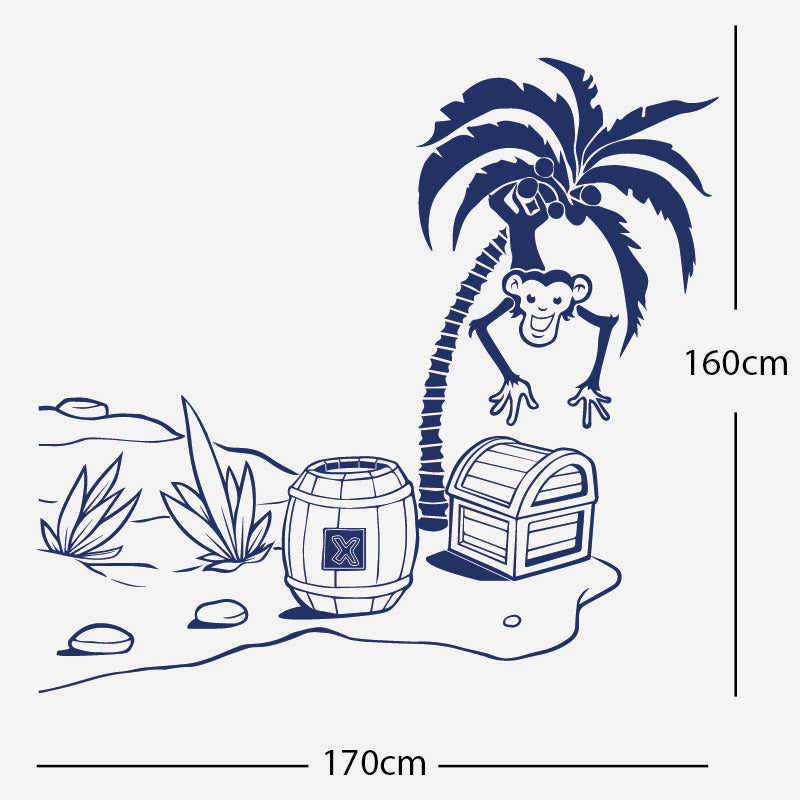 monkey in tree with treasure wall sticker