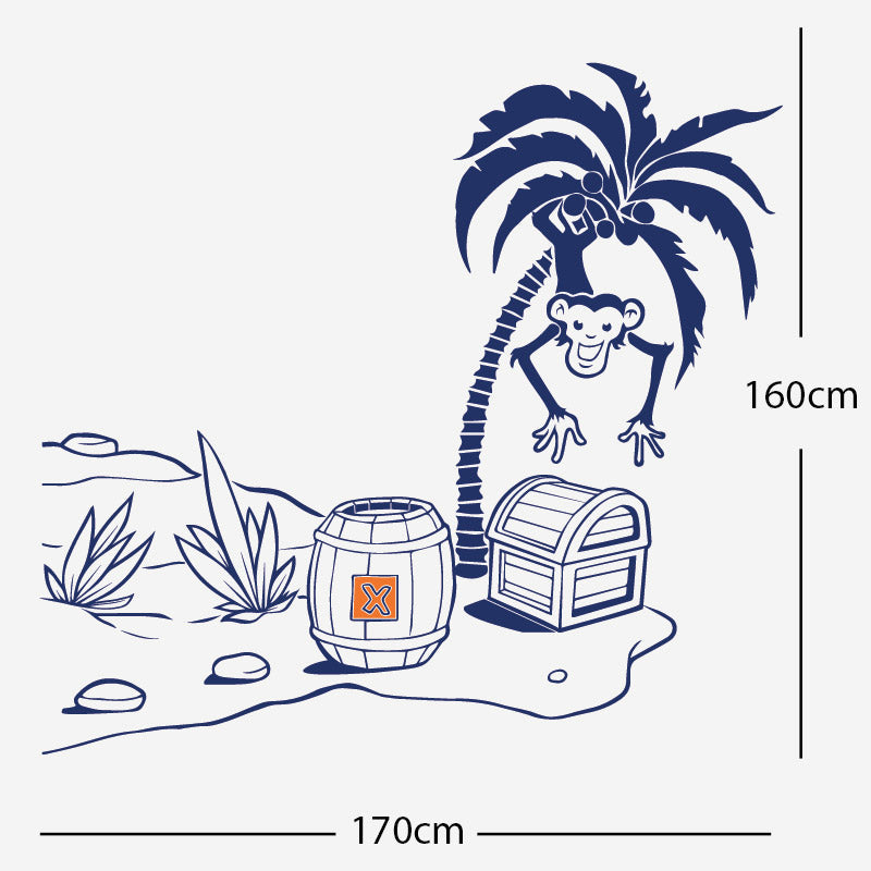 monkey in tree with treasure wall sticker