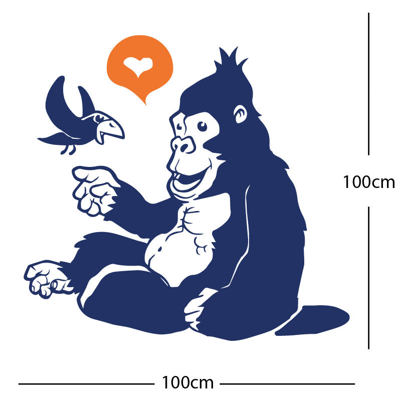 gorilla with bird cute wall sticker