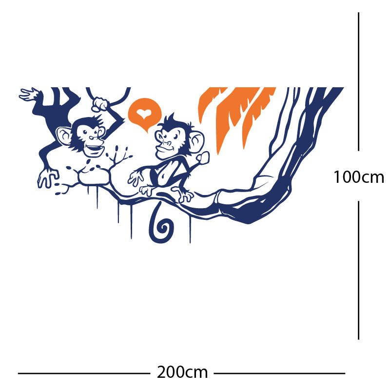monkey in tree funny wall sticker