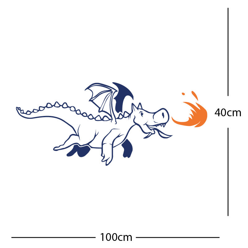 dragon with flames wall sticker