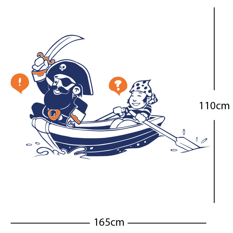 pirate boat and cabin boy wall sticker