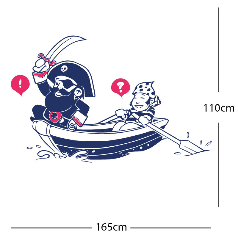pirate boat and cabin boy wall sticker