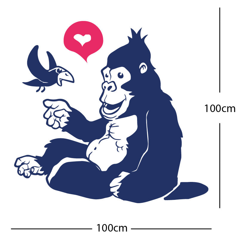 gorilla with bird cute wall sticker