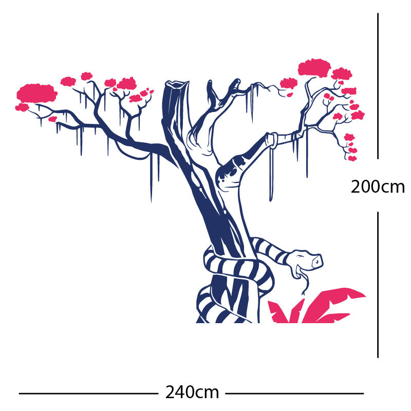 large tree with snake wall sticker