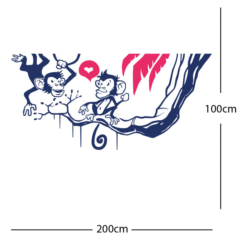 monkey in tree funny wall sticker