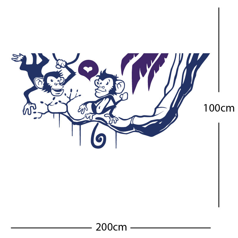 monkey in tree funny wall sticker