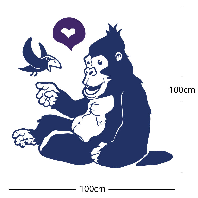 gorilla with bird cute wall sticker