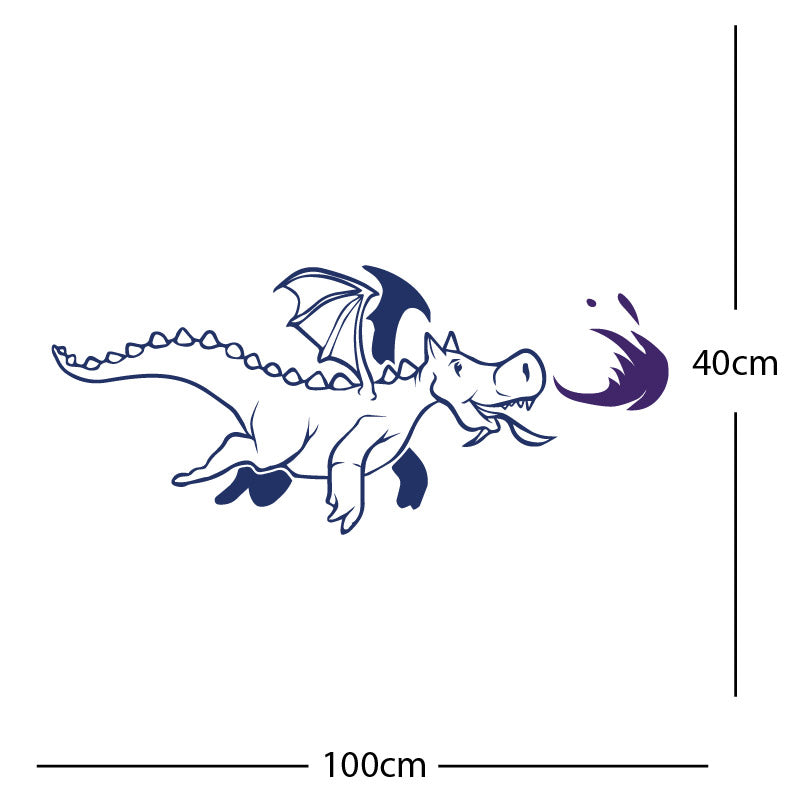 dragon with flames wall sticker