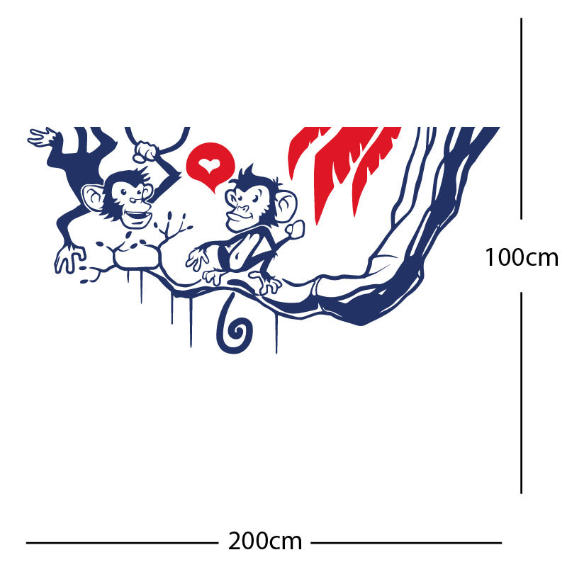 monkey in tree funny wall sticker