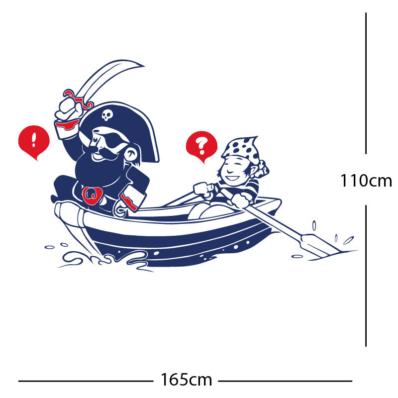 pirate boat and cabin boy wall sticker