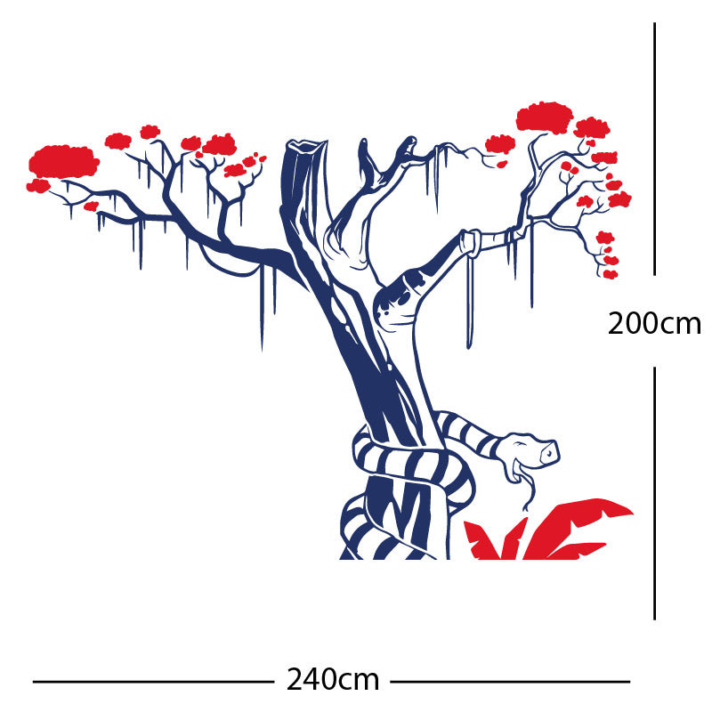 large tree with snake wall sticker