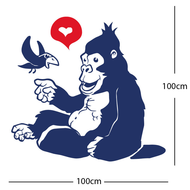 gorilla with bird cute wall sticker
