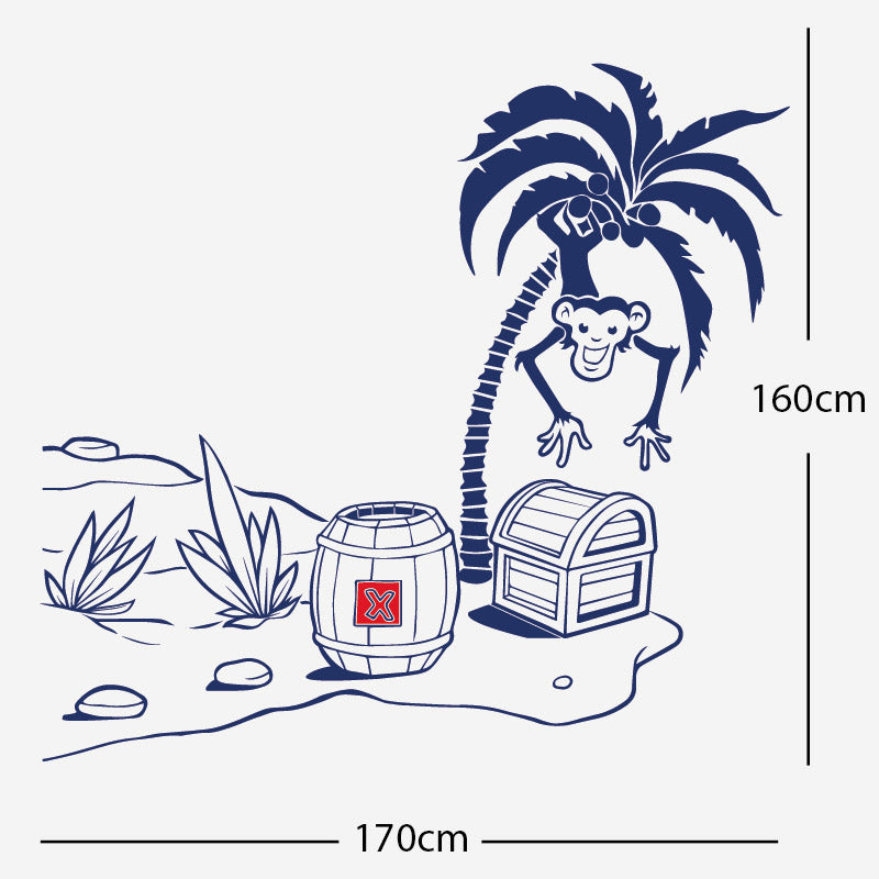 monkey in tree with treasure wall sticker