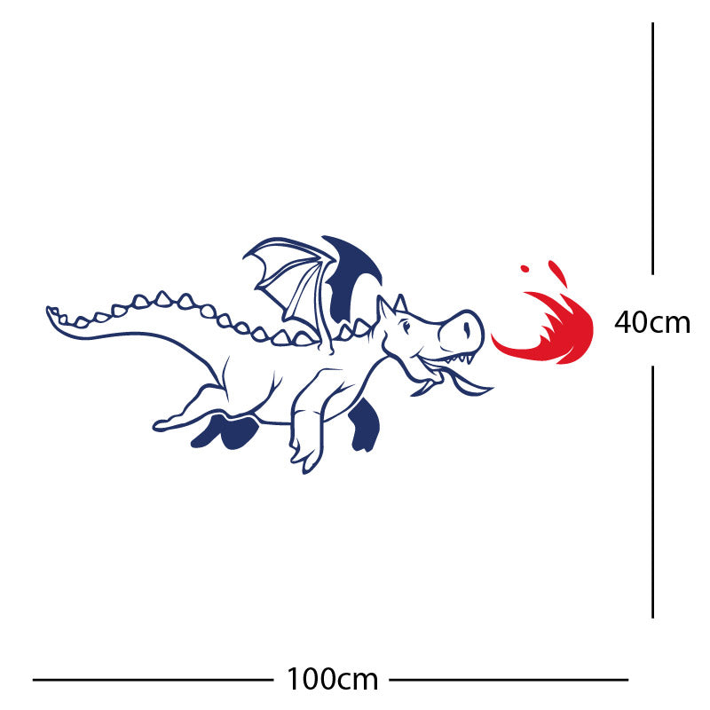 dragon with flames wall sticker