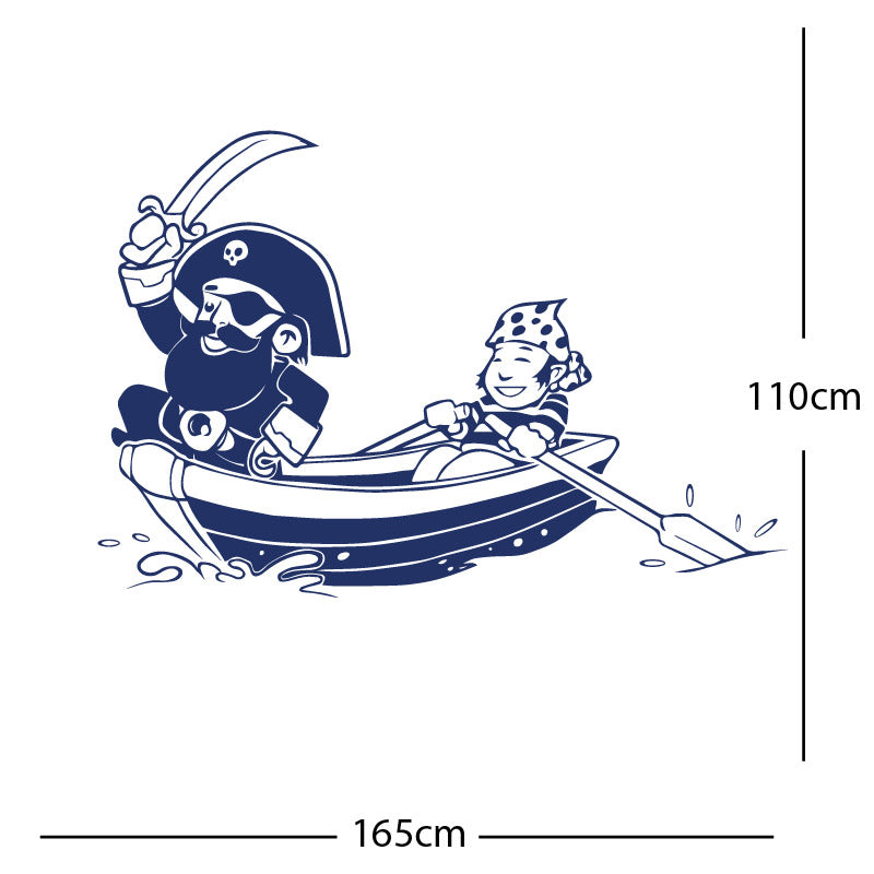pirate boat and cabin boy wall sticker